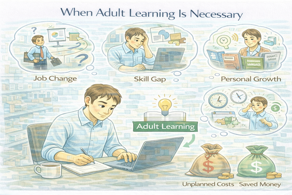 성인 학습이 필요한 시점은 언제일까를 보여주는 장면