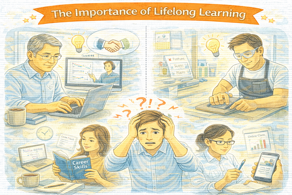 평생학습이 중요한 이유를 보여주는 성인 학습 장면