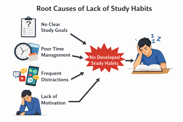공부 습관이 형성되지 않는 근본적인 원인 구조 설명 이미지